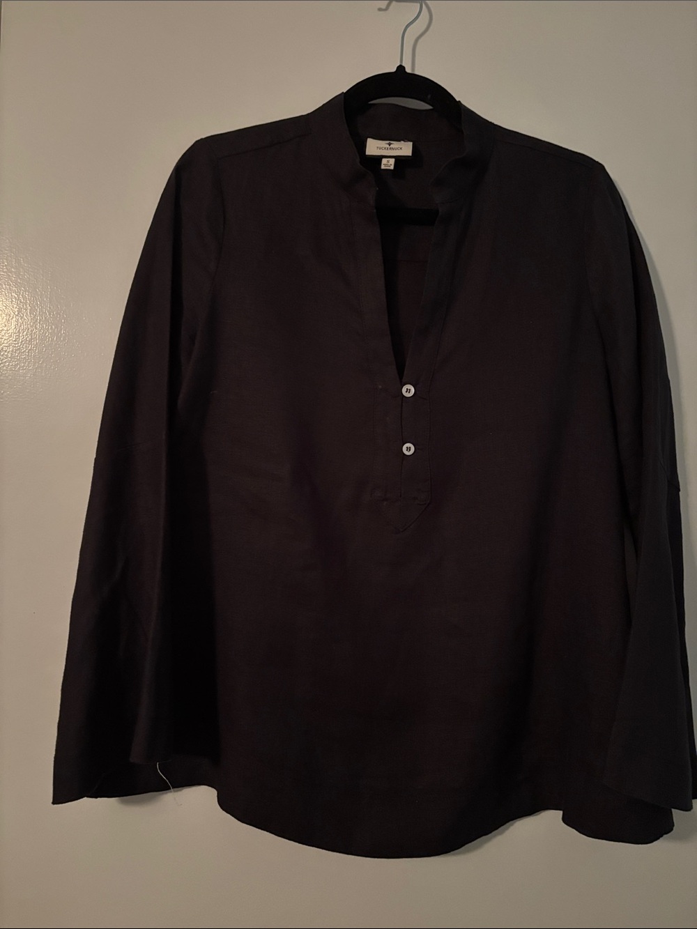 Tuckernuck Black Mandarin-Collar Button Placket Shirt